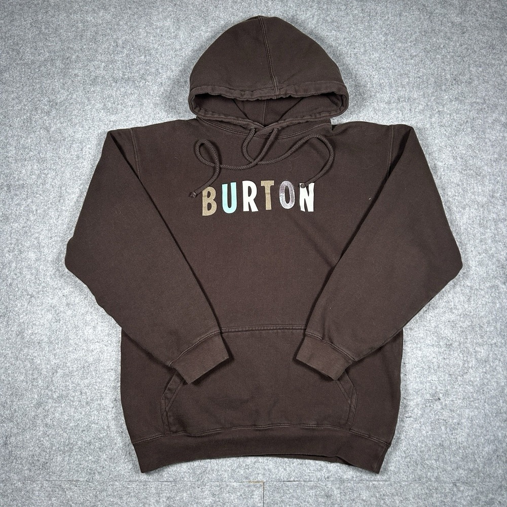 Vintage Burton Pullover Hoodie Men's Size Medium Brown Double Sided 2000s